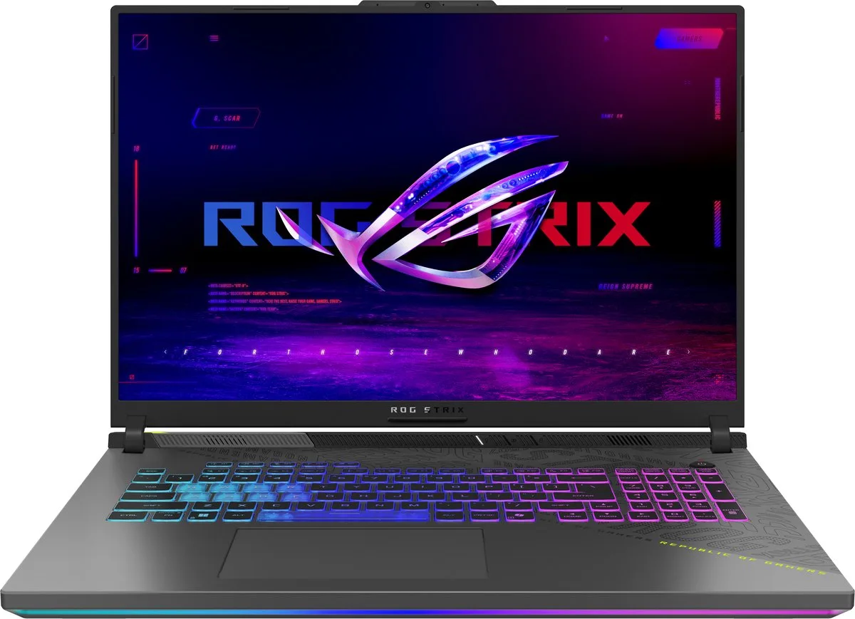 Strix G18 G814FP-S9120W - Gaming Laptop - 18 inch - AMD Ryzen™ 9 9955HX - 16GB/1TB - RTX 5070 från ASUS, Grå, Grön, AZERTY – omslag