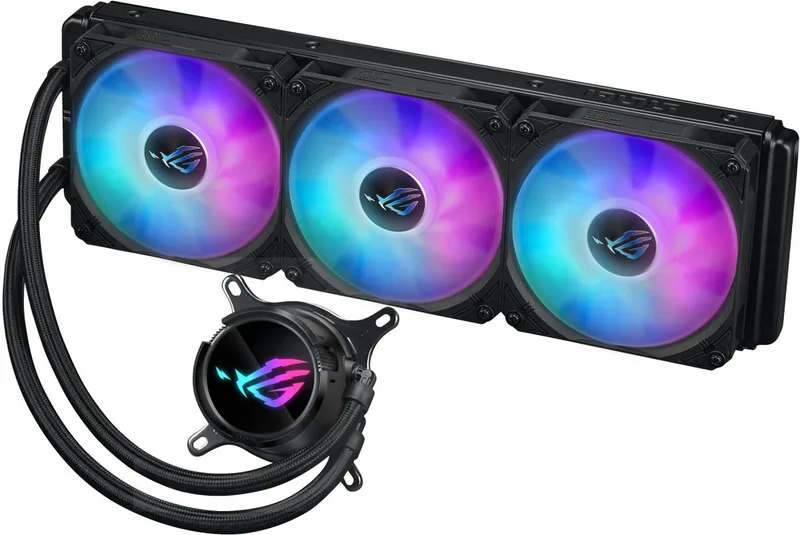 STRIX LC III 360 ARGB - Vloeistofkoelsysteem processor afmeting radiator 360mm - voor Intel LGA 1700, 1200, 115x - AMD AM5, AM4 - 3 x ROG STRIX AF-12S ARGB Fan - koper, aluminium by ASUS, Black – cover