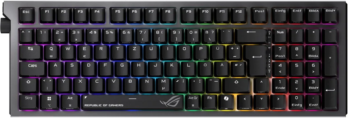 Strix Morph 96 Wireless toetsenbord Gamen USB + RF Wireless + Bluetooth Zwart van ASUS, Zwart, IT – cover