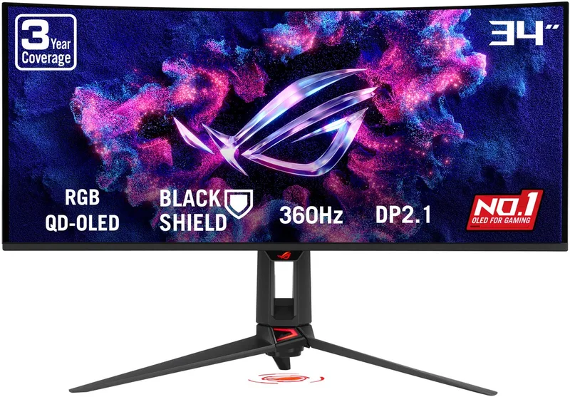 Swift OLED PG34WCDN - UWQHD Curved QD-OLED Gaming Monitor - USB C 90W - 360hz - 0.03ms - 34 inch by ASUS – cover