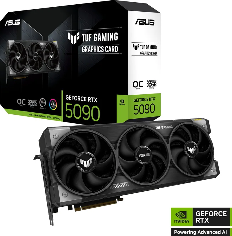 TUF Gaming NVIDIA RTX5090 32G - Videokaart - 32G - GDDR7 - PCIe 5.0 - 2x HDMI 2.1b - 3x DisplayPort 2.1 by ASUS, Black – cover