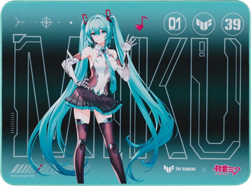 TUF Gaming P1 Hatsune Miku Edition - Muismat rubber - stof - blauw, zwart van ASUS, Turquoise – cover