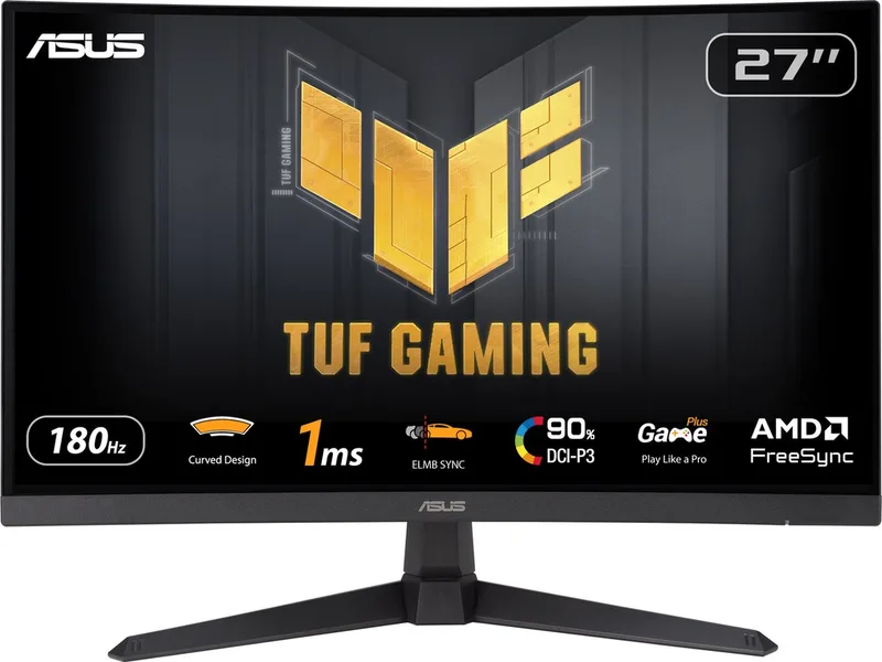 TUF GAMING VG27VQ3B - FHD 180HZ Curved VA Gaming Monitor - 180Hz - 1ms - FreeSync - 27 Inch by ASUS, Black – cover