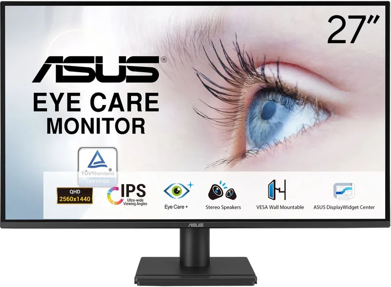 VA27AQ Eye Care - QHD IPS Monitor - EPEAT en TCO gecertificeerd - 75Hz - Speakers - 1ms - 27 Inch de ASUS – jaquette 1 sur 2
