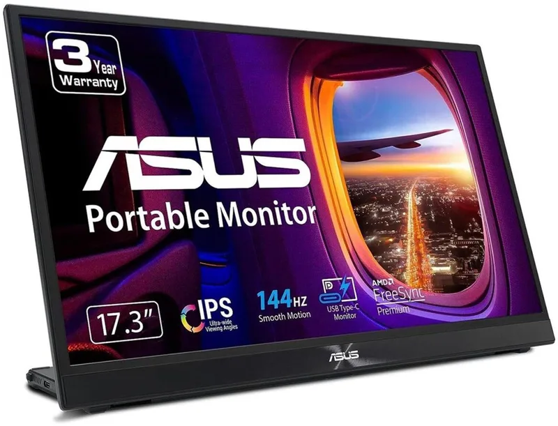 ZenScreen MB17AHG - Portable Gaming Monitor - FreeSync Premium - 144hz - Kickstand - HDMI-USB C - 17 inch by ASUS, Black – cover