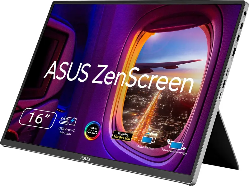 ZenScreen OLED MQ16FC - Portable USB-C Monitor - WUXGA 1920 x 1200 - 5ms - 60hz - 16 inch de ASUS, Argent – jaquette