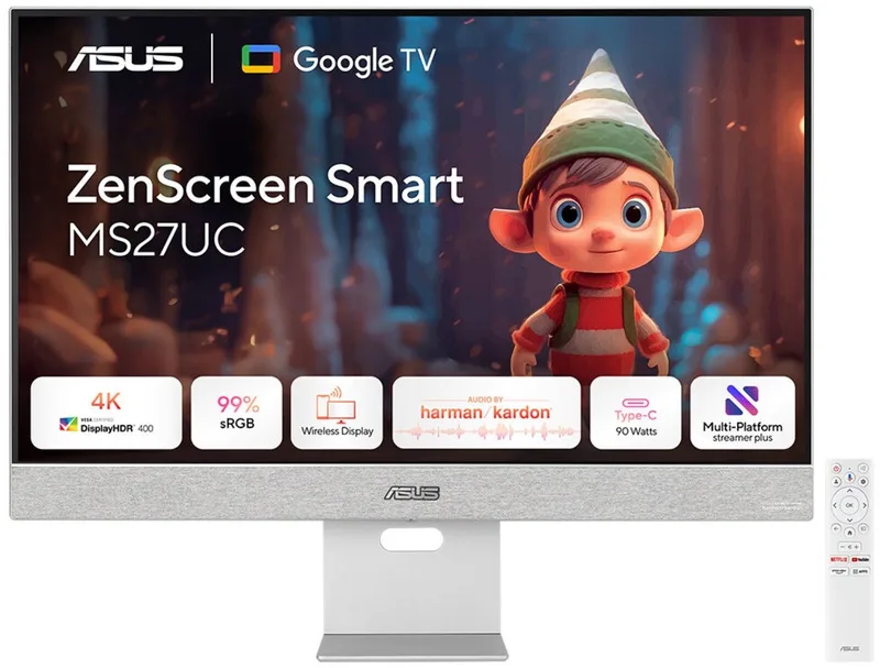 ZenScreen Smart Monitor MS27UC - 4K - Google TV - USB-C 90w - Harman Kardon Speakers - 27 inch van ASUS, Grijs – cover