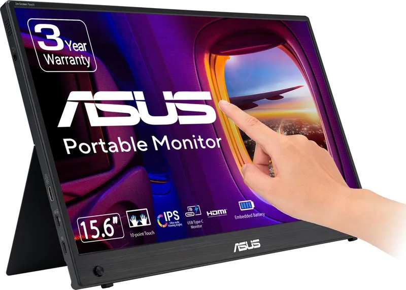 ZenScreen Touch MB16AMTR - Portable USB-C Mini-HDMI Monitor - 10-point Touch - Ingebouwde Battery - Compatible met Laptops, Smartphones en Game Consoles - 15.6 inch de ASUS, Noir – jaquette