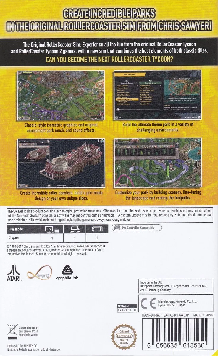 RollerCoaster Tycoon - Classic van Atari, Nintendo Switch – cover