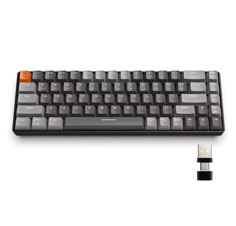 K68 mechanische Wireless-Tastatur Gaming Kabellose Tastatur Gaming-Tastatur (Ergonomisch leicht, Flexibler Dual-Mode) de Attack Shark, Gris – jaquette