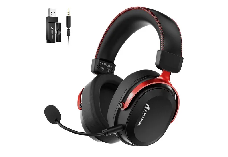 L30PRO Kabelloses Gaming-Headset, 7.1-Sound, Tri-Modus, 50-mm-Treiber Gaming-Headset (Bluetooth, EQ,abnehmbares Mikrofon mit Rauschunterdrückung,integriertes Mikrofon) de Attack Shark, Rouge, Noir – jaquette