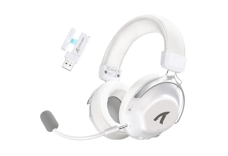 L50PRO Kabelloses Gaming-Headset, 7.1, 53-mm-Treiber, KI-Mikrofon Gaming-Headset (Bluetooth, EQ,abnehmbares Mikrofon mit Rauschunterdrückung,integriertes Mikrofon) by Attack Shark, Silver – cover