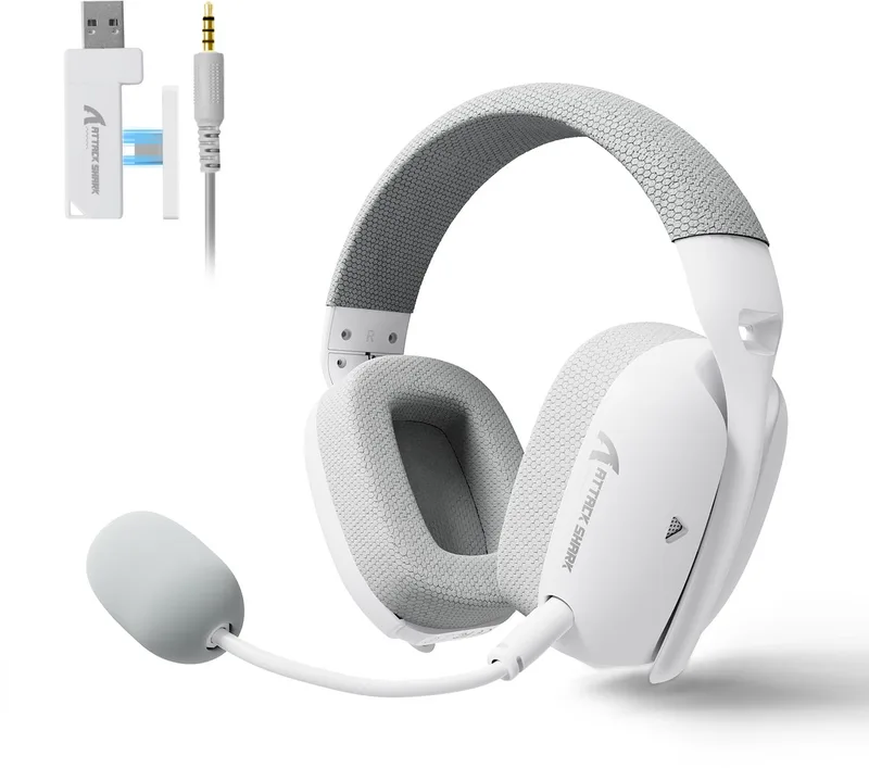 L80Pro - 2.4GHz Draadloze Gaming Headset - Lichtgewicht - Bluetooth koptelefoon - Multiplatform - Geschikt voor PS4/PS5, Nintendo Switch van Attack Shark, Wit – cover