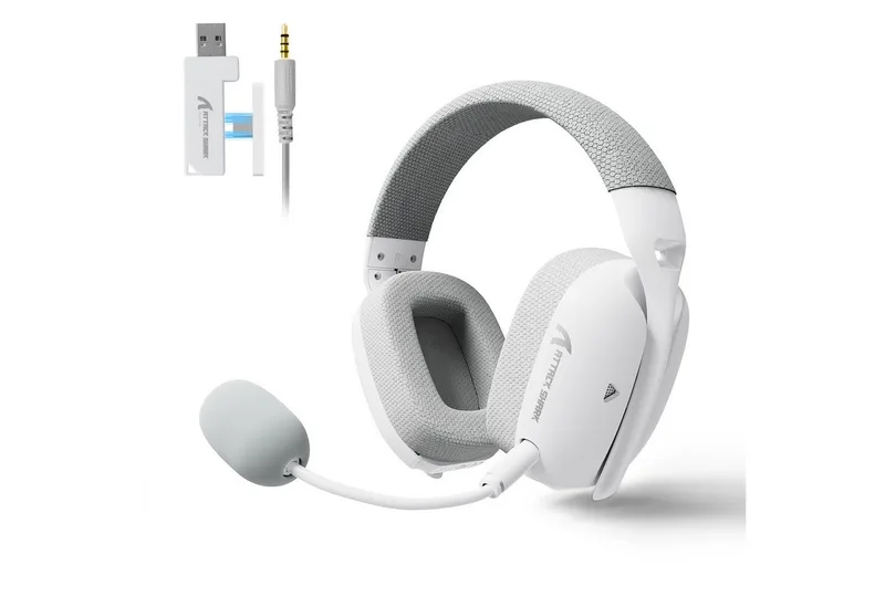 L80PRO Kabelloses Gaming-Headset,On-Ear-Kopfhörer Gaming-Headset (HFP/ASDP/HSP/AVRCP, Verstellbare Dual-Mikrofone,20ms niedriger Latenz, 40mm Treiber) by Attack Shark, White – cover
