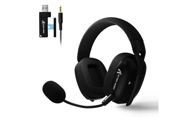 L80PRO Kabelloses Gaming-Headset,On-Ear-Kopfhörer Gaming-Headset (HFP/ASDP/HSP/AVRCP, Verstellbare Dual-Mikrofone,20ms niedriger Latenz, 40mm Treiber) by Attack Shark, Black – cover