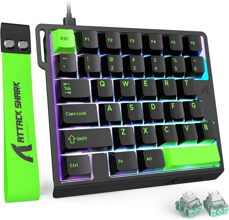 M36HE - Magnetic Switch Wired Gaming Toetsenbord - 36 Keys by Attack Shark, Neon Green – cover