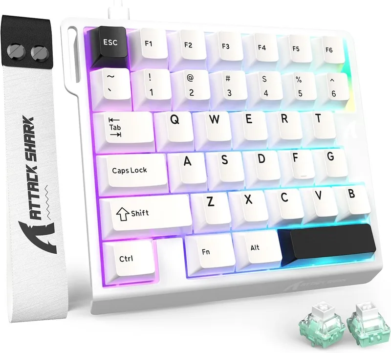 M36HE - Magnetic Switch Wired Gaming Toetsenbord - 36 Keys van Attack Shark, Starlight White – cover