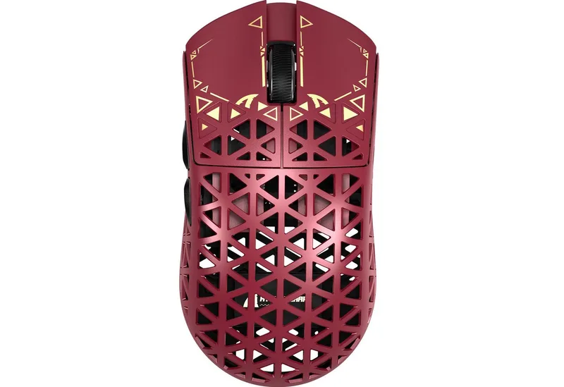 R5 Ultra Carbonfaser Gaming-Maus,39g,8000Hz,42000 DPI,PAW3950MAX Gaming-Maus (2.4G, Bluetooth, kabelgebunden) van Attack Shark, Rood – cover
