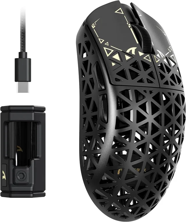 R5 Ultra - Gamingmuis - Koolstofvezel Behuizing - 39g Ultralicht - HyperSpeed Draadloos - 2.4G / Bluetooth / USB-C Bedraad - PAW3950MAX Sensor - 8000Hz Pollingsnelheid - 42.000 DPI - Windows & Mac