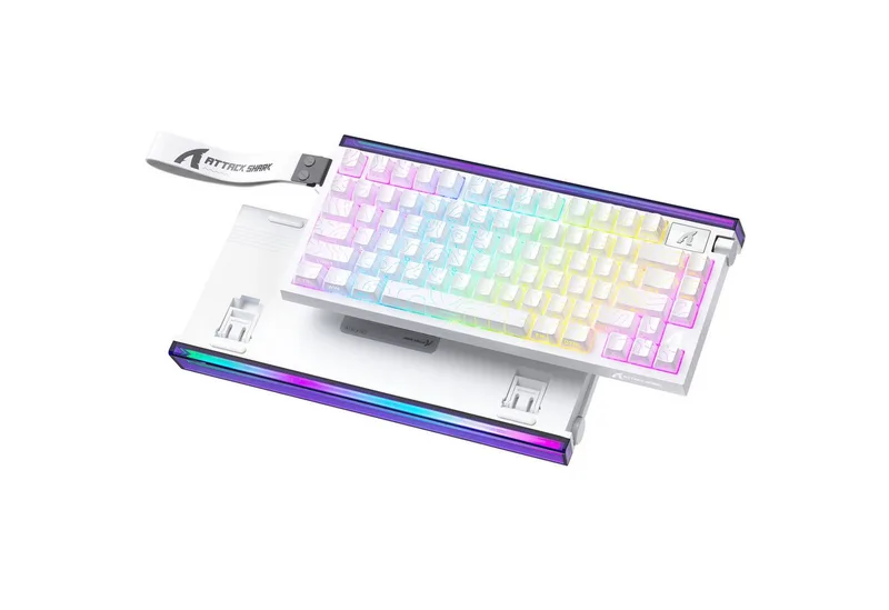 R85 HE 8000Hz Rapid Trigger-Tastatur,0,005mm RT,Hall-Magnetic Switch Gaming-Tastatur (RGB-Lightbox, Hall-Magnetschalter,75% Gaming-Tastatur) van Attack Shark, WeißeHöhenlinien – cover