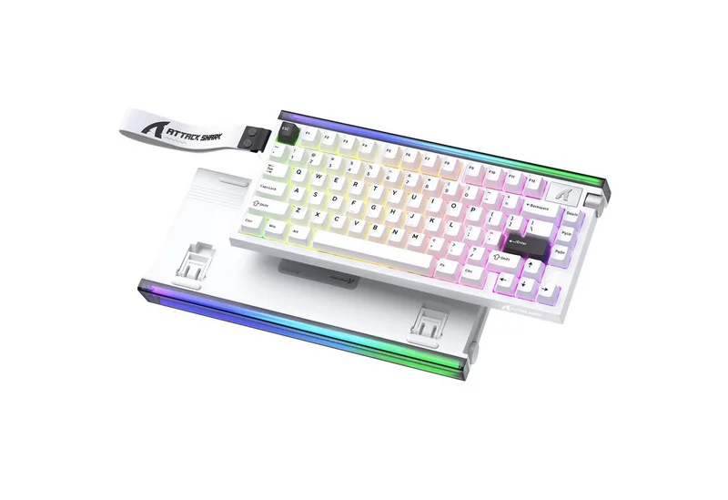 R85 HE 8000Hz Rapid Trigger-Tastatur,0,005mm RT,Hall-Magnetic Switch Gaming-Tastatur (RGB-Lightbox, Hall-Magnetschalter,75% Gaming-Tastatur) by Attack Shark, Sternenweiß – cover