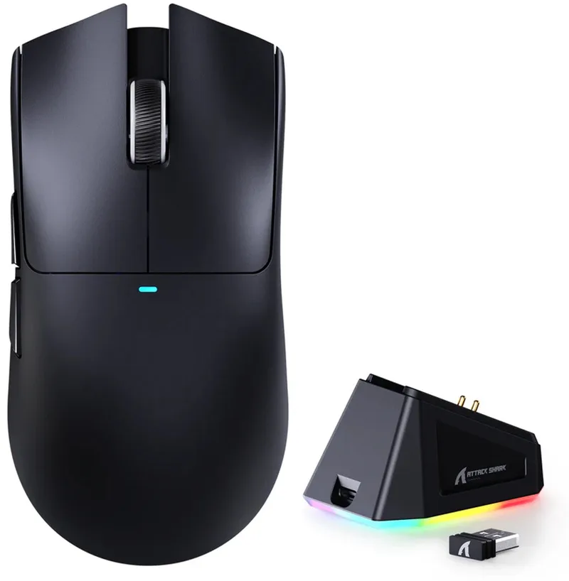 X11 Gaming Muis - Draadloos - 63g - 22000 DPI - Dock by Attack Shark, Black – cover