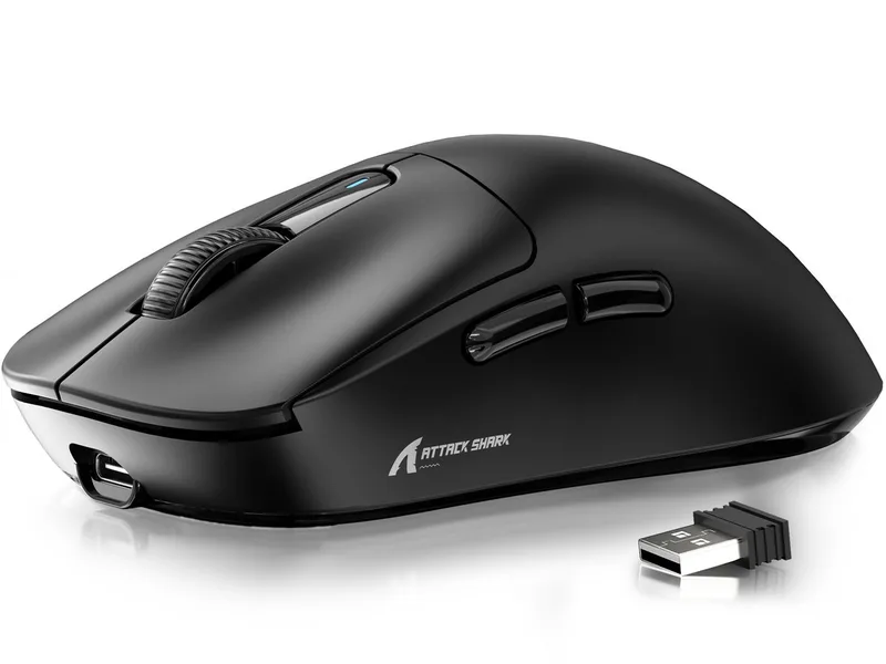 X3 Kabellose Gaming-Maus, 49g Ultraleicht, PAW3395 Gaming-Maus (2.4G, Bluetooth, kabelgebunden, 200H) by Attack Shark, Black – cover