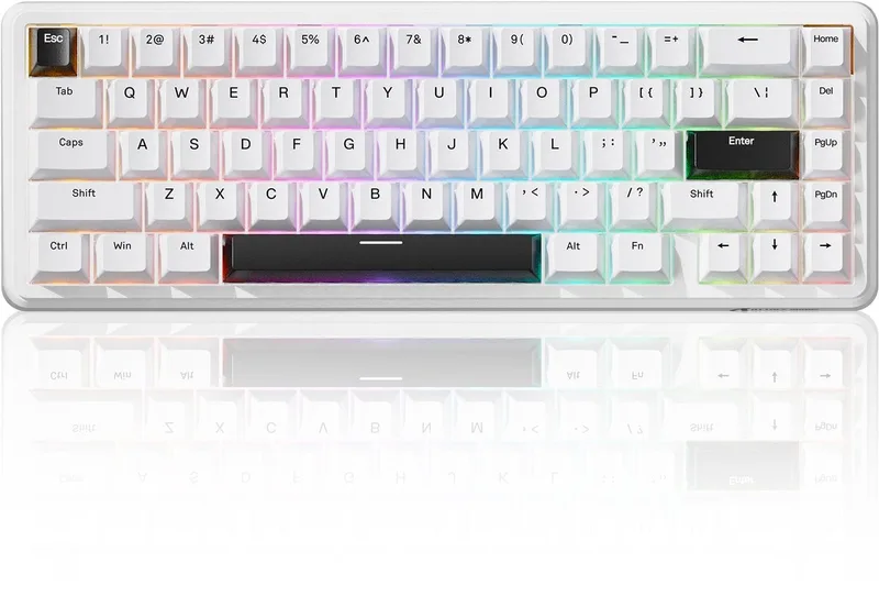 X65 HE - Gaming Keyboard (Toetsenbord) - 60% - 8000Hz - 0.125ms - 0.01mm Rapid Trigger - Magnetisch - RGB - PBT - 66 Toetsen - Side-Printed - Wit de Attack Shark, Blanc – jaquette
