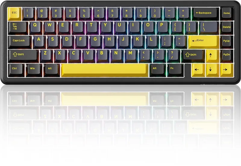 X65 HE - Gaming Keyboard (Toetsenbord) - 60% - 8000Hz - 0.125ms - 0.01mm Rapid Trigger - Magnetisch - RGB - PBT - 66 Toetsen - Side-Printed de Attack Shark, Starry Black – jaquette