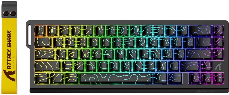 X68 HE Gaming Toetsenbord, Hall Effect, Compact 66 Toetsen - Contour Zwart de Attack Shark – jaquette