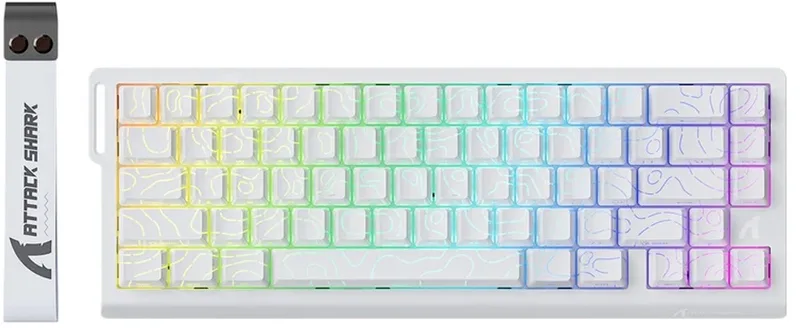 X68 HE Gaming Toetsenbord, Hall Effect, Compact 66 Toetsen - Contour Wit van Attack Shark – cover