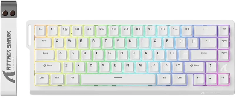 X68 HE Gaming Toetsenbord, Hall Effect, Compact 66 Toetsen - Wit van Attack Shark – cover