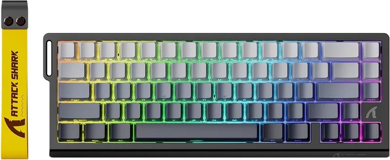 X68 HE - Rapid Trigger - Hall Effect - 8000Hz - 0.01mm RT - Magnetisch Gaming Toetsenbord - RGB - 60% - QWERTY - Wired van Attack Shark, Grijs, US – cover