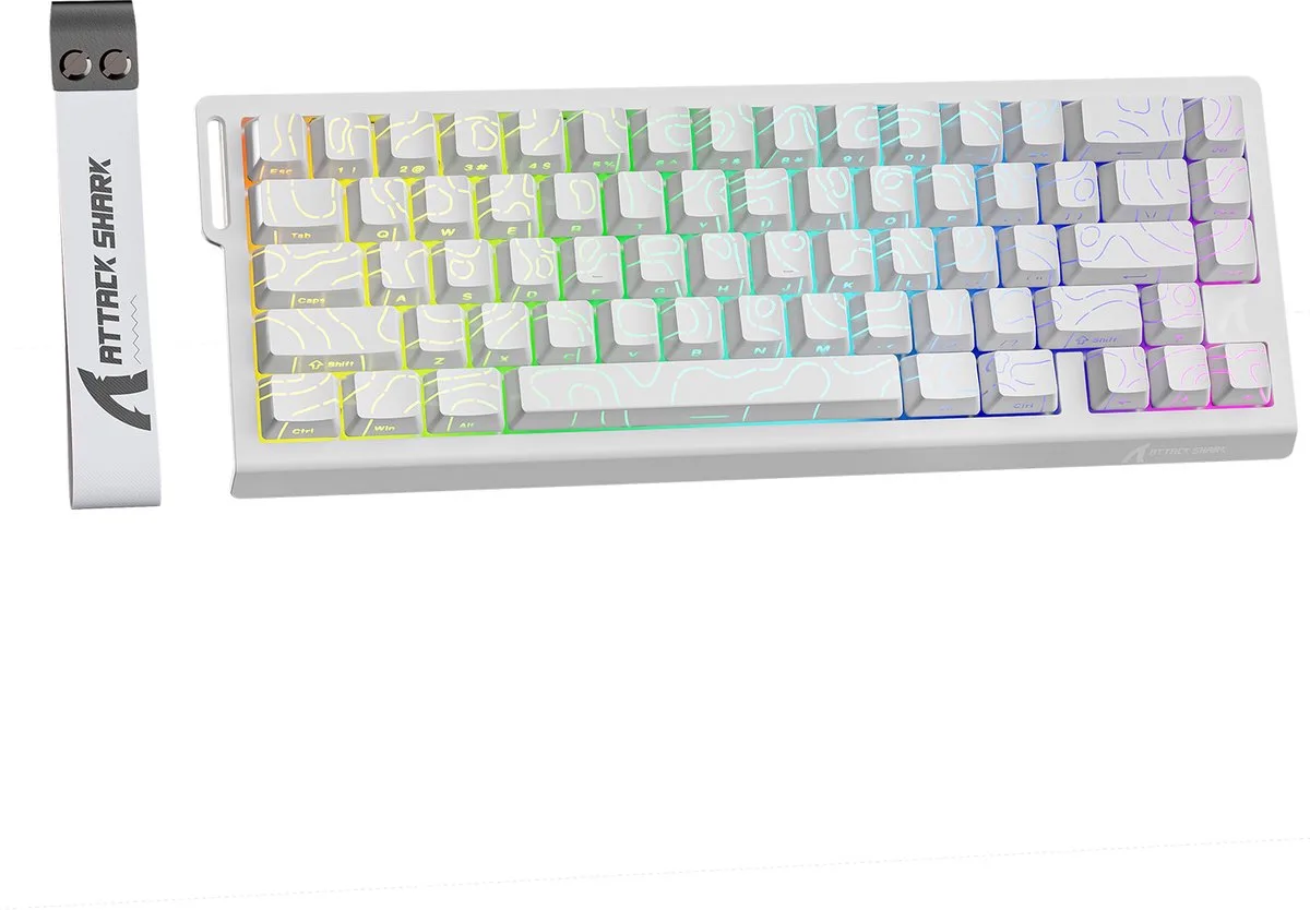 X68HE - Magnetic Switch Wired Gaming Toetsenbord - 66keys - Decorative Lanyard van Attack Shark, White Contour Line – cover