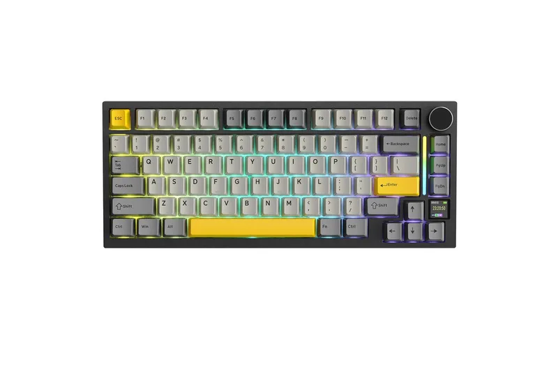 X820 Ultra Mechanische Tastatur mit,75% ANSI-Layout, 2,4 GHz/BT/Wired Gaming-Tastatur (Gasket,TFT-Bildschirm und Knopf,5 Sound-Absorbing Foams,Hot-Swap) van Attack Shark, Zwart – cover