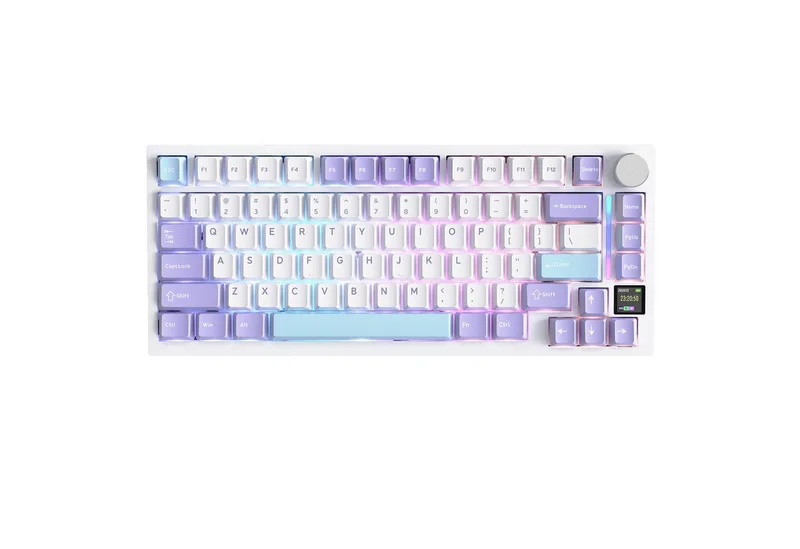 X820 Ultra Mechanische Tastatur mit,75% ANSI-Layout, 2,4 GHz/BT/Wired Gaming-Tastatur (Gasket,TFT-Bildschirm und Knopf,5 Sound-Absorbing Foams,Hot-Swap) van Attack Shark, Wit – cover