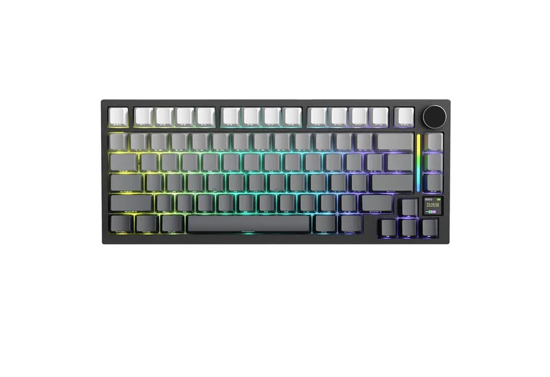 X820 Ultra Mechanische Tastatur mit,75% ANSI-Layout, 2,4 GHz/BT/Wired Gaming-Tastatur (Gasket,TFT-Bildschirm und Knopf,5 Sound-Absorbing Foams,Hot-Swap) by Attack Shark, Grey – cover