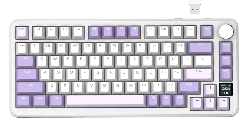 X85PRO Mechanische Tastatur mit drei Modi,TFT-Bildschirm Gaming-Tastatur (75 % CNC-Knopf, 5-lagige Polsterung, Hot-Swap-Linearschalter, RGB) van Attack Shark, Paars – cover