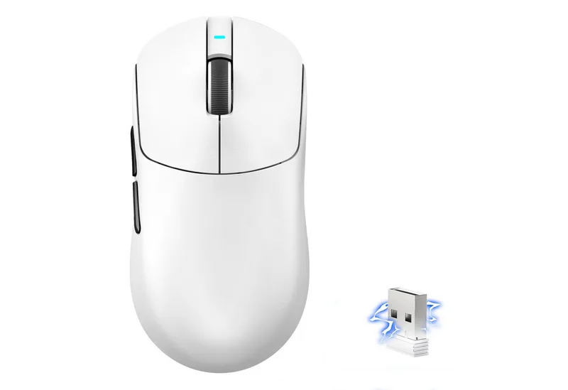 X8PLUS Kabellose Gaming-Maus,40000 DPI,55g Superleichte Gaming-Maus (Bluetooth, kabelgebunden, 2.4GHz, 40000 dpi, PAW3395PRO Sensor,BK52820 MCU) de Attack Shark, Blanc – jaquette