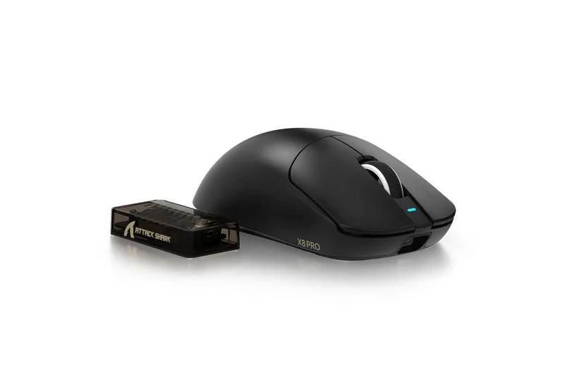 X8PRO 8K-Polling Rate 55g Kabellose Gaming-Maus Gaming-Maus (2,4 G/Wied/BT, PAW3395PRO Sensor,BK52820 MCU) by Attack Shark, Black – cover