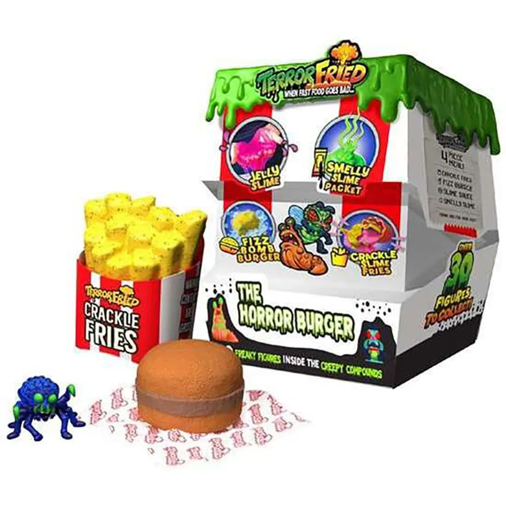 Angstaanjagende Gebakken Monsterburger En Stinkende Slijmsauszakfiguren 3 Eenheden by Bandai – cover