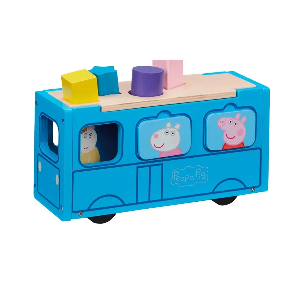 Peppa Gris Träbuss från Bandai – omslag