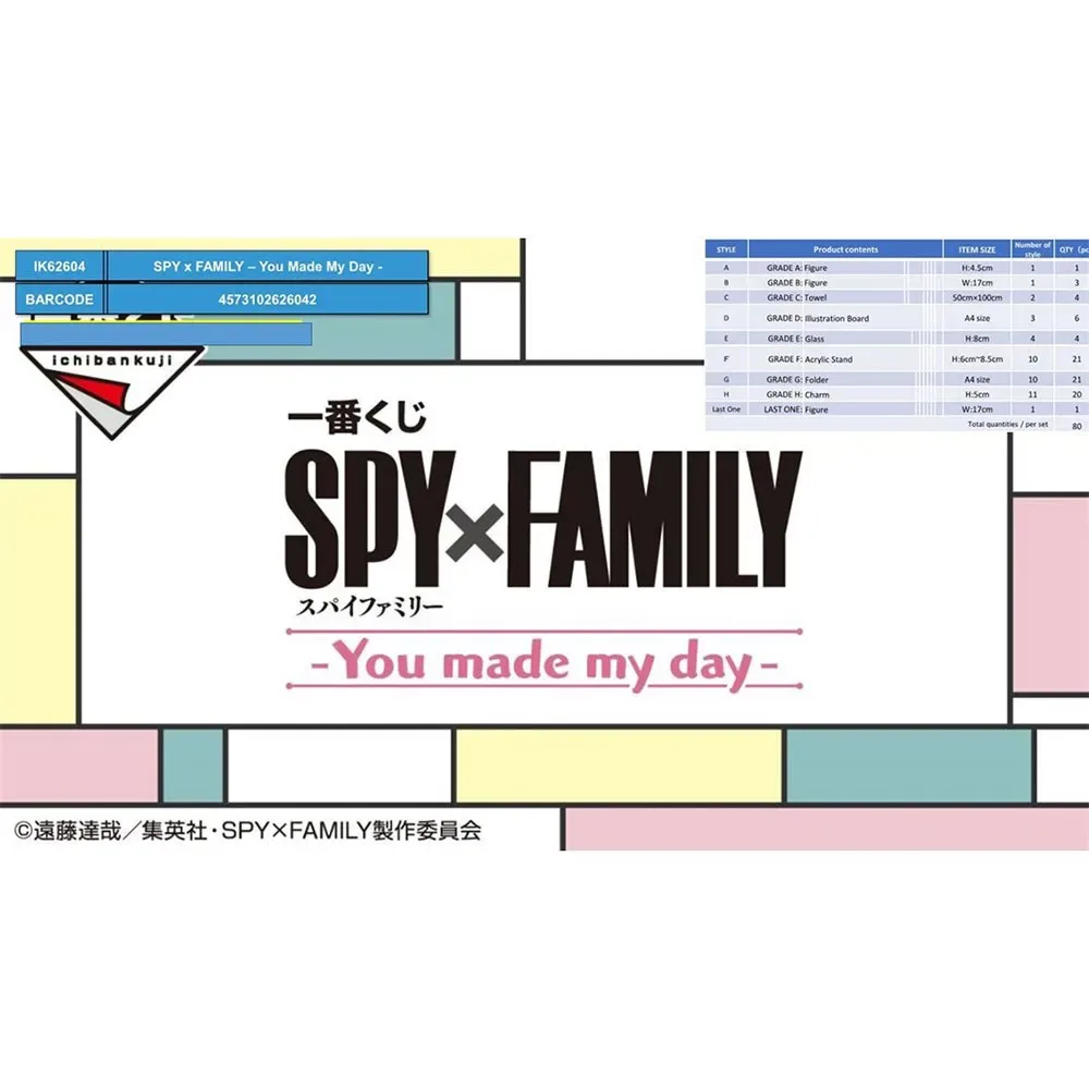 Spy X Family You Made My Day Japanese Ichiban Kuji Figur-lotteri Blandad från Banpresto – omslag