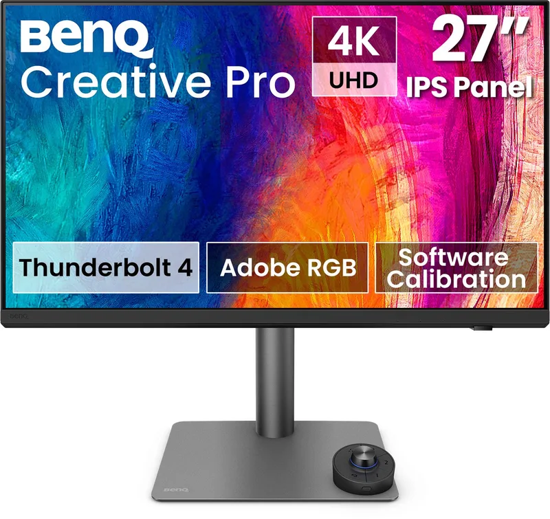 Creative Pro PD2732U 27 inch 4K monitor - 90W Thunderbolt 4 - 99% P3 - 99% Adobe RGB - Daisychain - KVM - Hotkey Puck G3 - Ergonomisch - M-book mode - Kleuruniformiteit voor ontwerpers, fotografen en creatieve professionals by BenQ, Black – cover