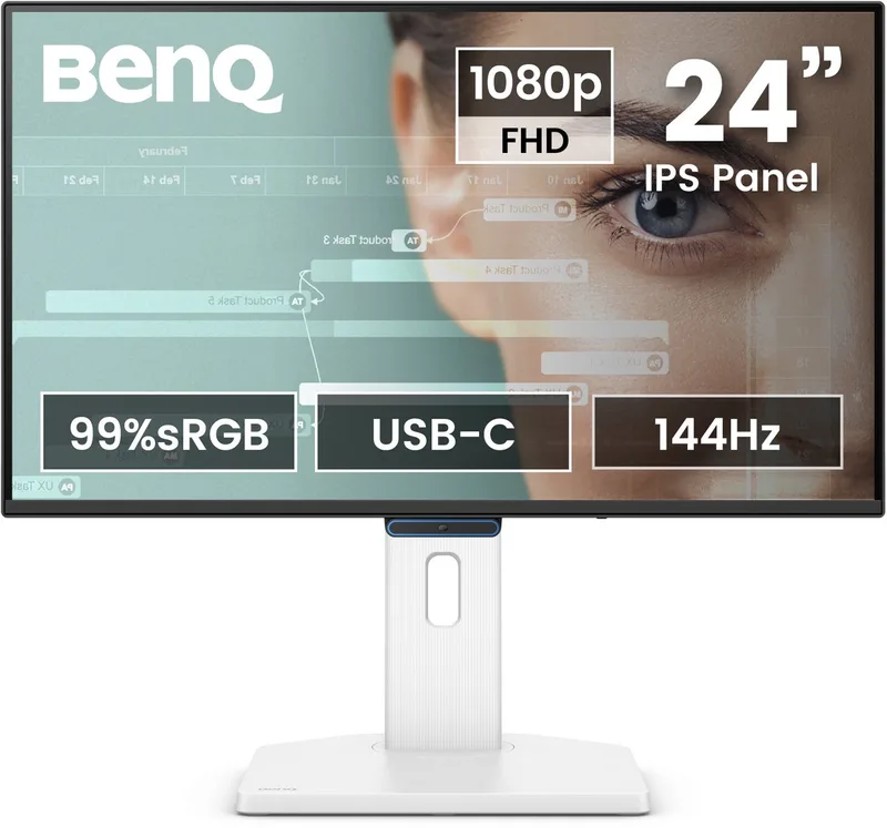 Full HD 24 inch EyeCare Monitor GW2490TC - Beeldscherm 144Hz - IPS - Full HD - 99% sRGB - 1 x USB-C - 1 X HDMI - 1 x Display Port - Ergo Design- In hoogte verstelbaar - Ingebouwde speakers - Native Contrast 1500:1 van BenQ, Zwart, Wit – cover