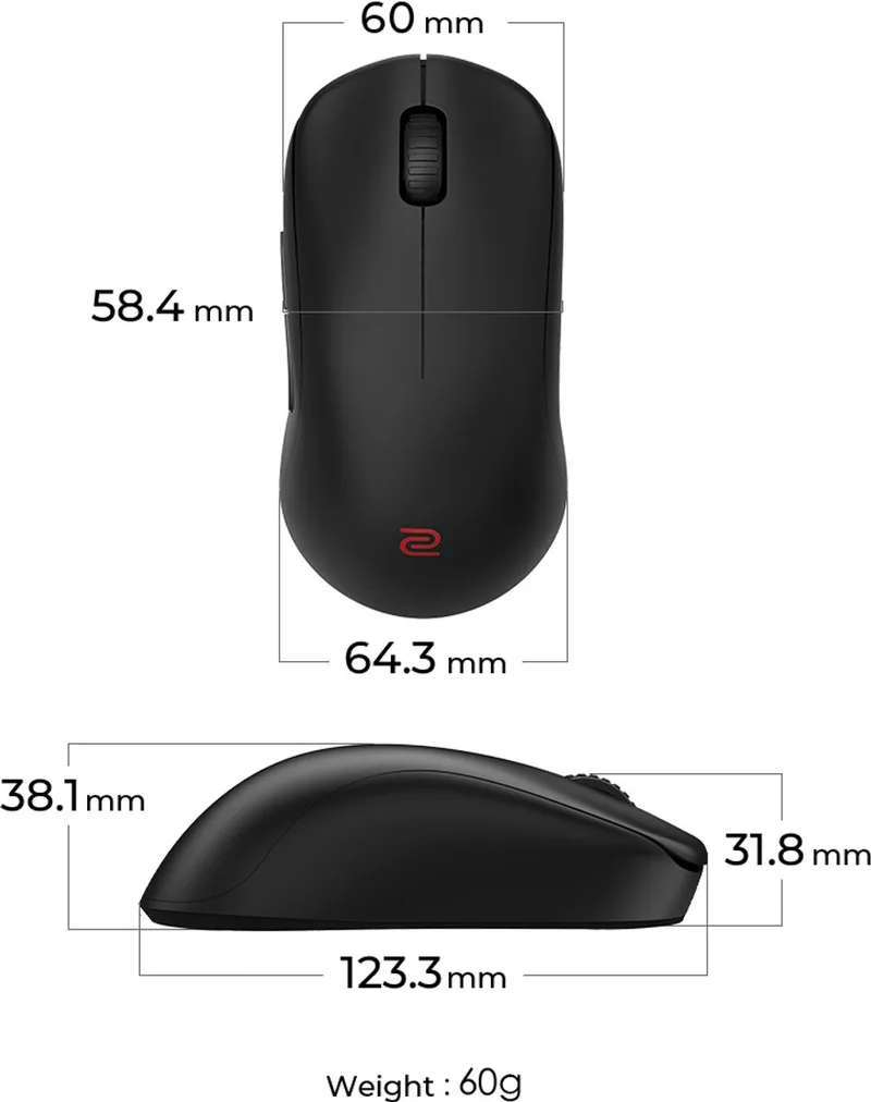 U2-DW 4K draadloze muis voor e-sports - Sports Science- Verbeterde 4K-receiver - 60 g - Symmetrisch - Geen driver nodig - 3950 sensor - 4K pollingrate by BenQ, Black – cover