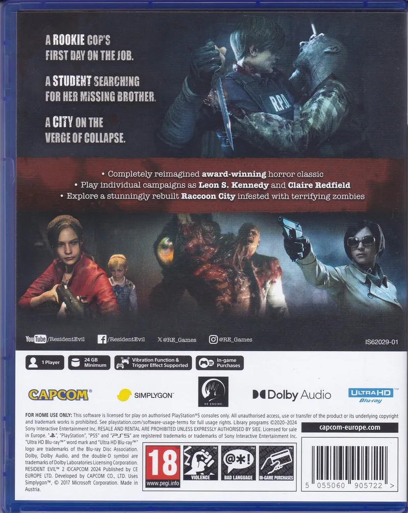 Resident Evil 2 - Remake by Capcom, PS5 – cover