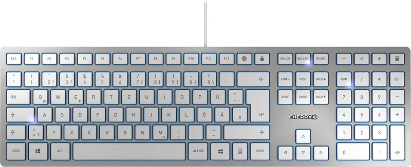 KC 6000 Slim toetsenbord USB Zilver, Wit by Cherry, Silver, White, US – cover
