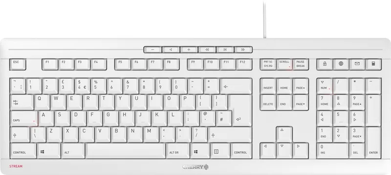 STREAM toetsenbord USB Wit van Cherry, Wit, Grijs, US – cover