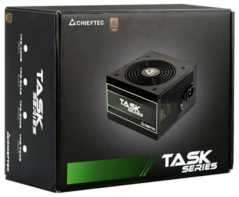 TASK Series Voeding - 700 Watt - 120 mm - ATX - 80 Plus 80 PLUS Bronze de Chieftec, Noir – jaquette